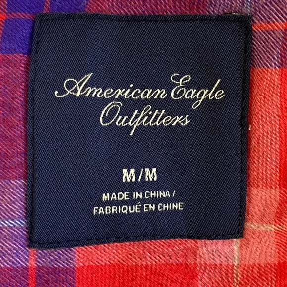 American Eagle Snap Button Down Plaid Shirt Size M - Picture 6 of 9
